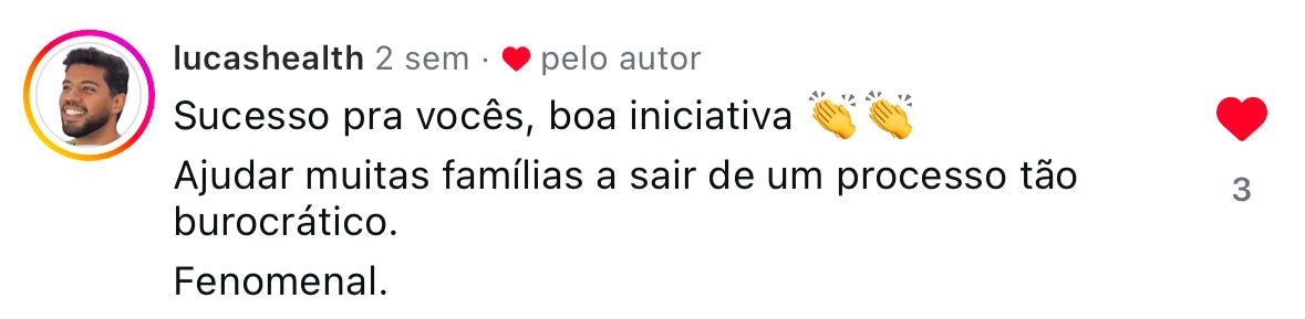 Comentário de cliente no Instagram sobre a Liberta